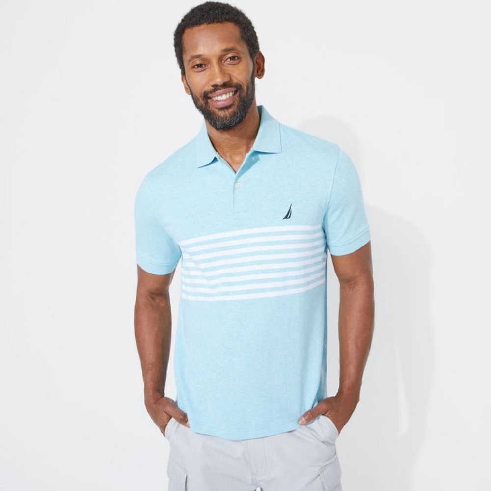 NAUTICA CLASSIC FIT PERFORMANCE TECH POLO IN STRIPE